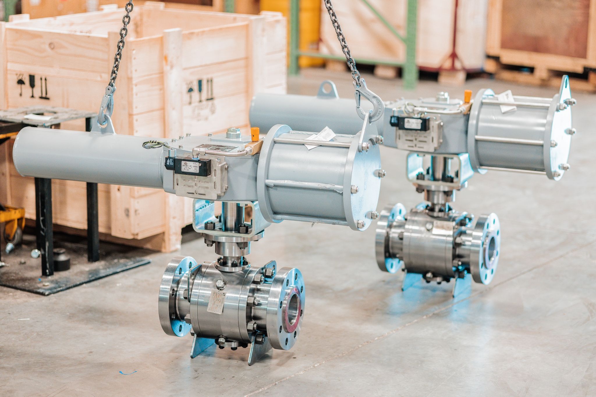 4″ Forged Sesto Carbon Steel Metal Seated Trunnion Ball Valves w/ Max-Air Spring Return Scotch Yokes & Air Handling